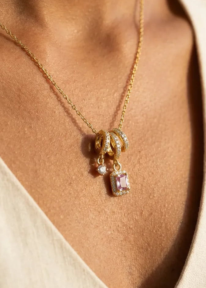Blush Halo Charm Necklace