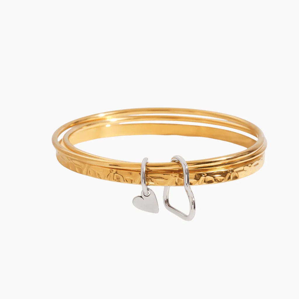 Heart Charm Bangle Bracelet