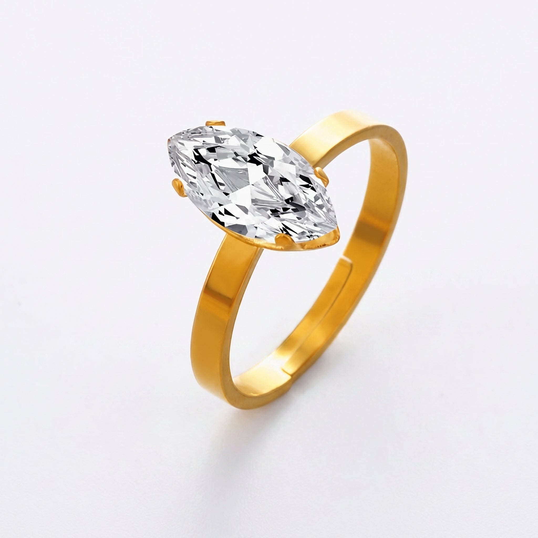 Marquise Cut Solitaire Gold Ring