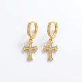Cross Dangle Hoop Earrings
