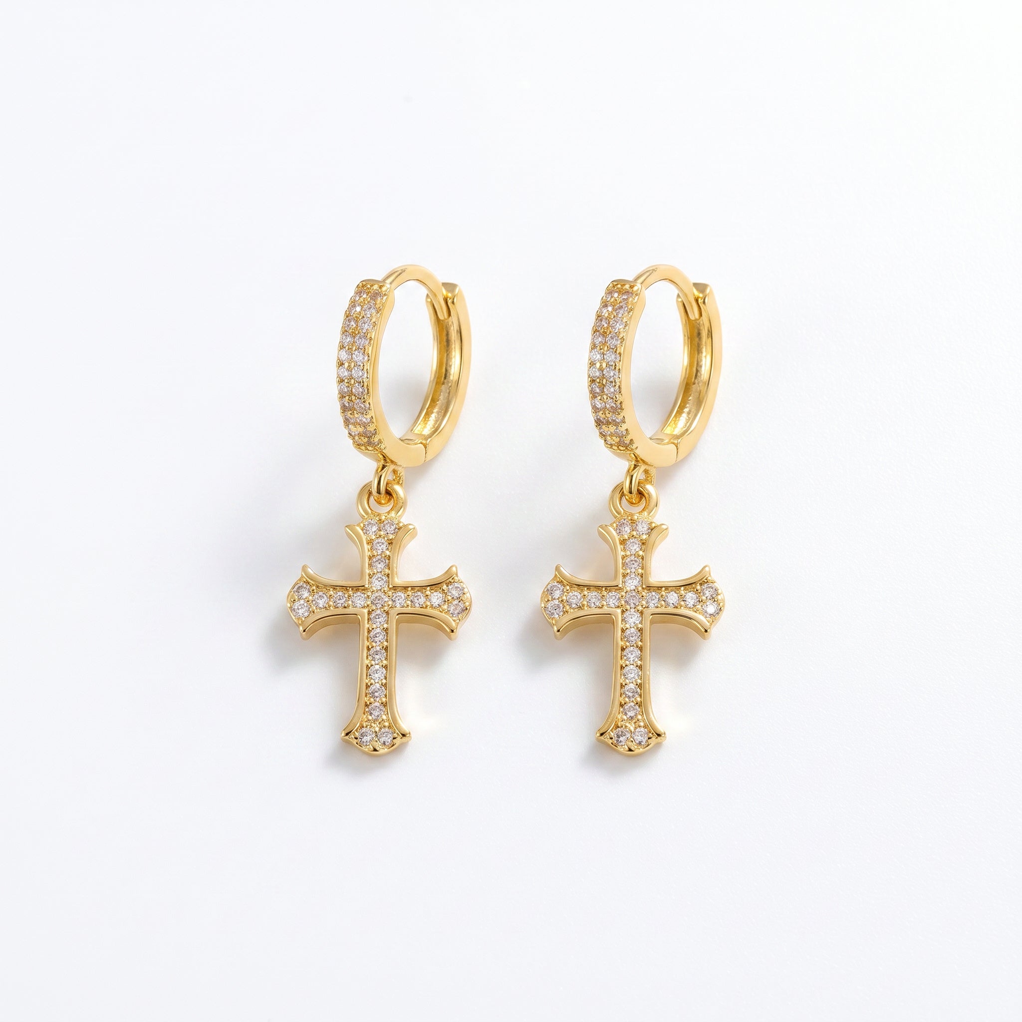 Cross Dangle Hoop Earrings