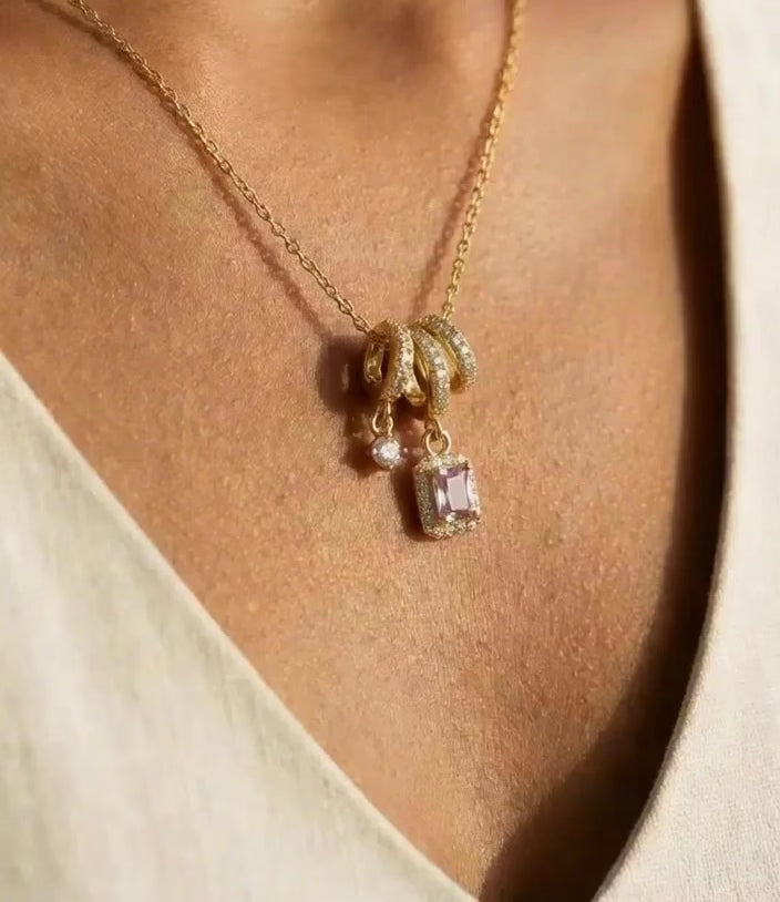 Blush Halo Charm Necklace